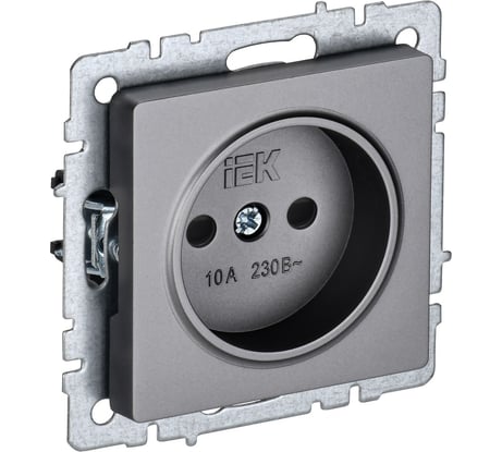 Розетка IEK Brite без заземляющего контакта, с защитными шторками 10а рсш10-2-брс сталь BR-R13-10-K46