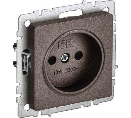 Розетка IEK Brite без заземляющего контакта, с защитными шторками 10а рсш10-2-бртб бр. BR-R13-10-K45