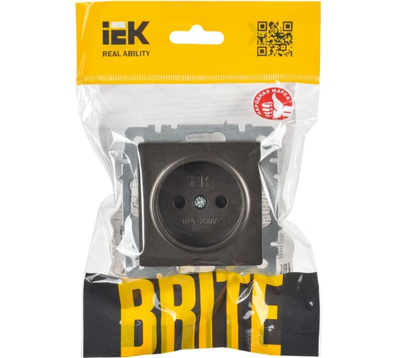 Розетка IEK Brite без заземляющего контакта, с защитными шторками 10а рсш10-2-бртб бр. BR-R13-10-K45
