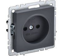 Розетка IEK Brite без заземляющего контакта, с защитными шторками 10а рсш10-2-брг граф. BR-R13-10-K53