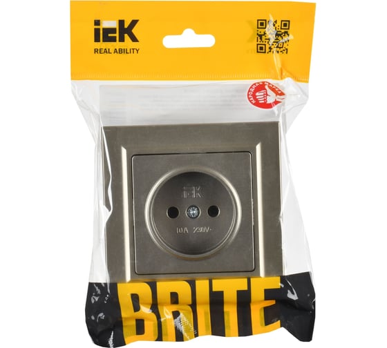 Розетка IEK Brite без заземляющего контакта и шторок 10а в сборе рср10-1-0-брш шамп. BR-R10-10-K37-F