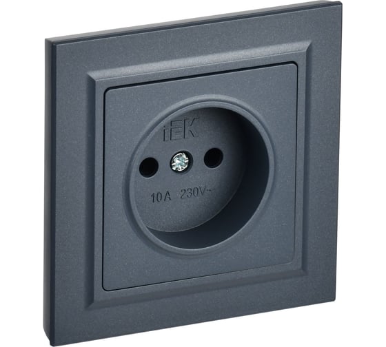 Розетка IEK Brite без заземляющего контакта и шторок 10а в сборе рср10-1-0-брм мар. BR-R10-10-K35-F 1
