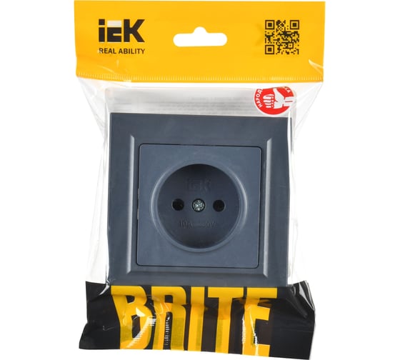 Розетка IEK Brite без заземляющего контакта и шторок 10а в сборе рср10-1-0-брм мар. BR-R10-10-K35-F