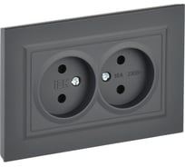 2-я розетка IEK Brite без заземляющего контакта и шторок 10а в сборе рс12-2-брг граф. BR-R20-10-K53-F