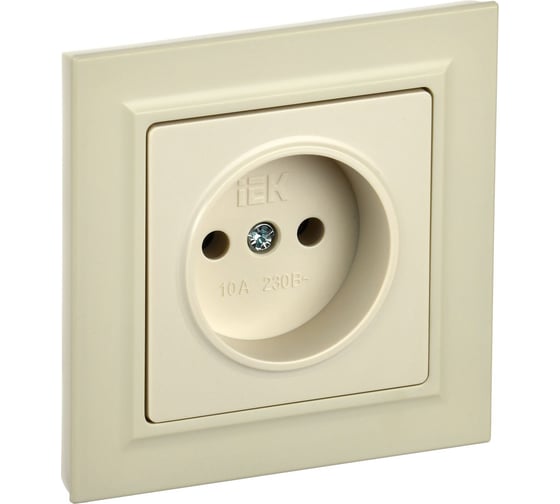 Розетка IEK Brite без заземляющего контакта и шторок 10а в сборе рср10-1-0-бркр беж. BR-R10-10-K10-F 1
