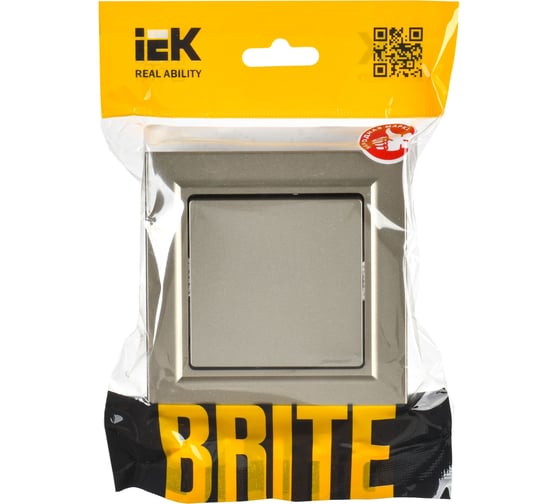 1-клавишный выключатель IEK Brite 10а в сборе вср10-1-0-брш шамп. BR-V10-0-10-K37-F
