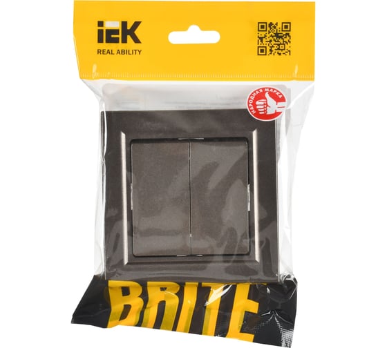 2-клавишный выключатель IEK Brite 10а в сборе вср10-2-0-бртб бр. BR-V20-0-10-K45-F
