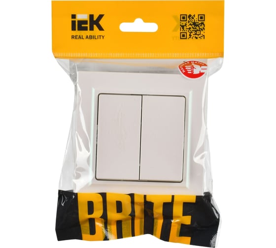 2-клавишный выключатель IEK Brite 10а в сборе вср10-2-0-брж жемч. BR-V20-0-10-K36-F