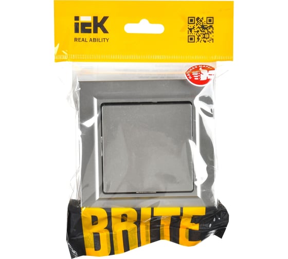 1-клавишный выключатель IEK Brite 10а в сборе вср10-1-0-брс сталь BR-V10-0-10-K46-F