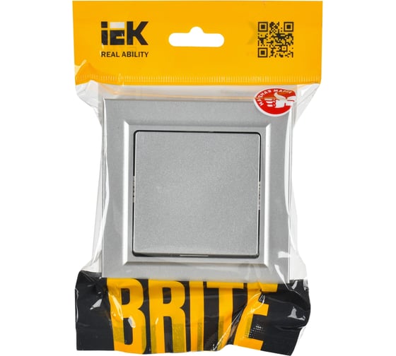 1-клавишный выключатель IEK Brite 10а в сборе вср10-1-0-бра алюм. BR-V10-0-10-K47-F