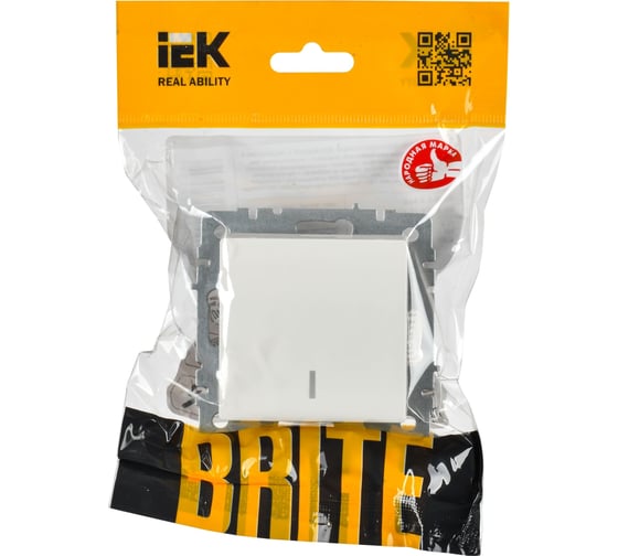 Проходной 1-клавишный выключатель IEK Brite с индикатором 10а вс10-1-7-брб бел. BR-V12-1-10-K01