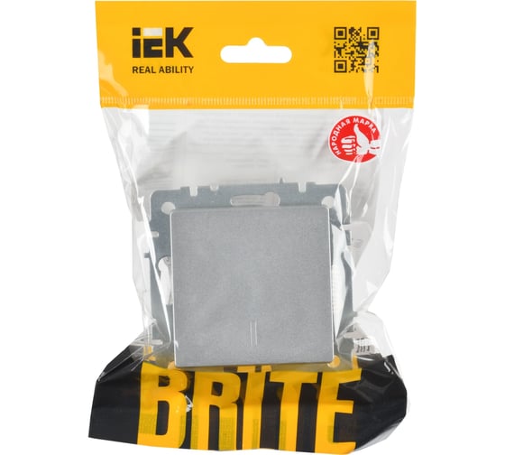Проходной 1-клавишный выключатель IEK Brite с индикатором 10а вс10-1-7-бра алюм. BR-V12-1-10-K47