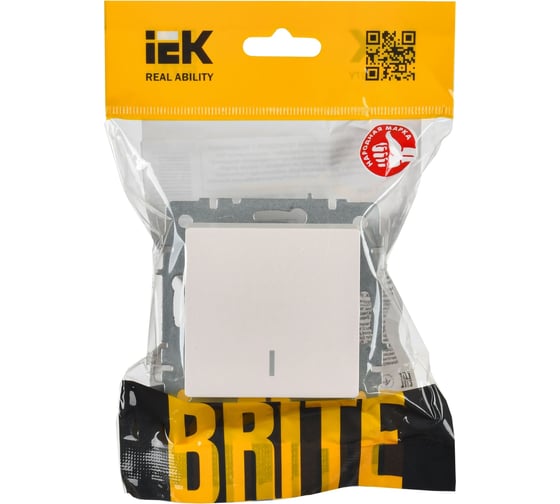 Проходной 1-клавишный выключатель IEK Brite с индикатором 10а вс10-1-7-брж жемч. BR-V12-1-10-K36