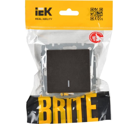 Проходной 1-клавишный выключатель IEK Brite с индикатором 10а вс10-1-7-бртб бр. BR-V12-1-10-K45