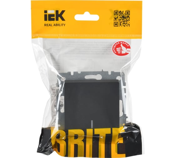 Проходной 1-клавишный выключатель IEK Brite с индикатором 10а вс10-1-7-брг граф. BR-V12-1-10-K53