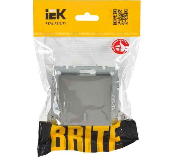 Проходной 1-клавишный выключатель IEK Brite с индикатором 10а вс10-1-7-брс сталь BR-V12-1-10-K46