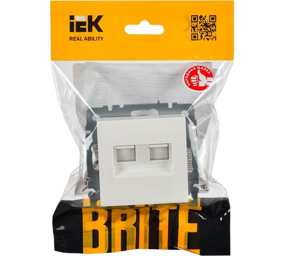 2-ная компьютерная розетка rj45 IEK Brite кат.6 рк11-2-брб бел. BR-K20-2-K01