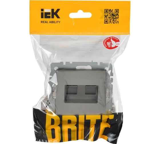 2-ная компьютерная розетка rj45 IEK Brite кат.6 рк11-2-брс сталь BR-K20-2-K46