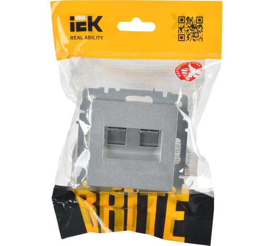 2-ная компьютерная розетка rj45 IEK Brite кат.6 рк11-2-бра алюм. BR-K20-2-K47