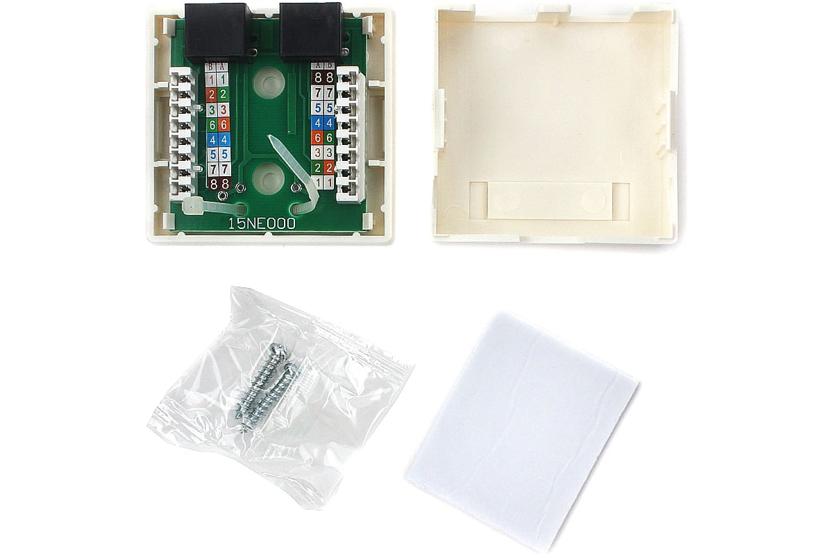 Розетка Cablexpert RJ-45 кат.5e внешняя 2 порта, 110&Krone NA214 ...