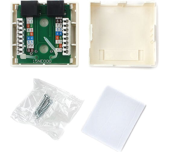 Розетка Cablexpert RJ-45 кат.5e внешняя 2 порта, 110&Krone NA214
