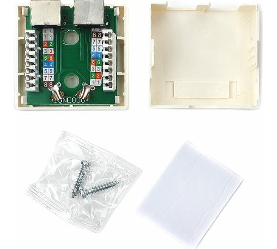 Розетка Cablexpert RJ-45 кат.STP 5e внешняя экранированная 2 портa, 110&Krone NAS214