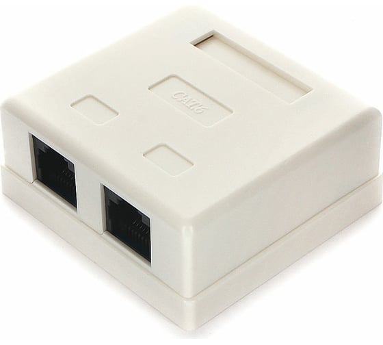 Розетка Cablexpert RJ-45 кат.6 внешняя 2 порта, 110&Krone NA218 1