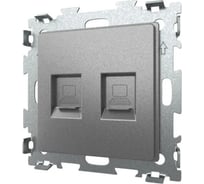 Компьютерная розетка CGSS RJ45 кат, 5e двойная серая платина "Эстетика" GL-W201C2-GPG