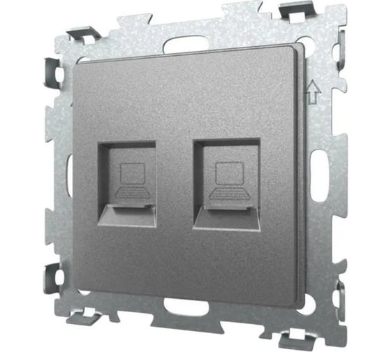 Компьютерная розетка CGSS RJ45 кат, 5e двойная серая платина "Эстетика" GL-W201C2-GPG 1