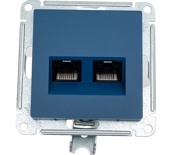2-ная компьютерная розетка Systeme Electric Atlasdesign аквамарин rj45+rj45, кат.5e ATN001185