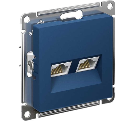 2-ная компьютерная розетка Systeme Electric Atlasdesign аквамарин rj45+rj45, кат.5e ATN001185 1