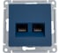 Розетка компьютерная двойная Systeme Electric AtlasDesign, RJ45 + RJ45, 5e, механизм, Аквамарин ATN001185 1