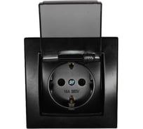 Розетка Econ камелия 2п, 16А, 250В, антрацит, с крышкой, K015A