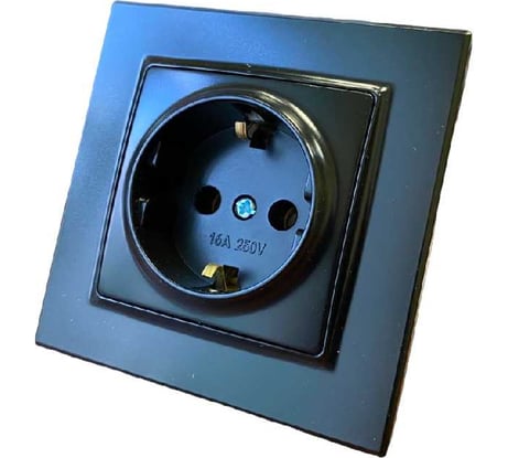 Розетка Камелия Econ 2П+З 16А 250В антрацит, K004A K004А