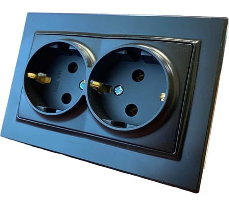 Двойная розетка Econ Камелия, 2П+З, 16А, 250В, антрацит K006A