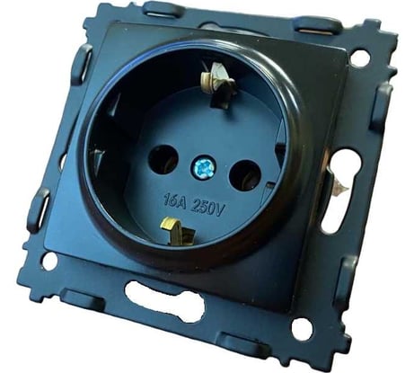 Розетка Econ Камелия 2П+З, 16А, 250В, антрацит, без рамки K004BA