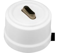 Клавишный выключатель Bironi 1 клавишный ручка Бронза,цвет белый B1-220-21-B