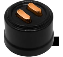 Клавишный выключатель Bironi 2-клавишный, ручка Медь B1-222-23-C