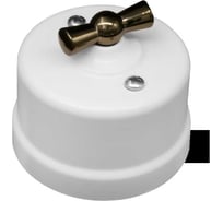 Поворотный выключатель Bironi 1 клавишный ручка Бронза, цвет белый B1-200-21-B