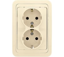 Двойная розетка с заземлением EKF Лондон 16А бежевая EER16-128-20