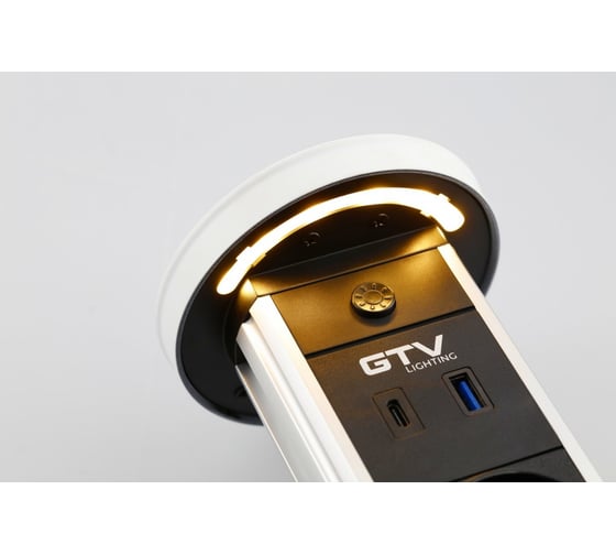 Встроенный удлинитель GTV CAMINO, 2xSCHUKO, индукционная зарядка USB a+c 10вт, 1,5м, белый - AE-BPW2SCAM-10