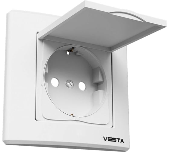 Розетка Vesta Electric vesta-electric palermo одинарная с заземлением с крышкой F00040202BEL