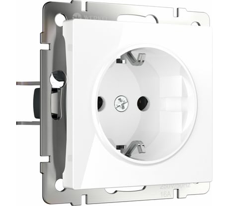 Розетка с заземлением WERKEL безвинтовой зажим белая W1171301 a051108