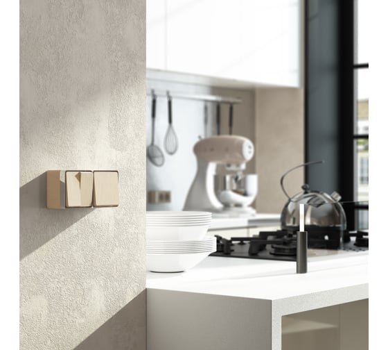 Выключатель WERKEL W5020210 двухклавишный влагозащищенный Gallant шампань рифленый a051045