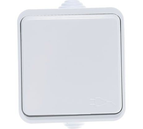 Одинарная розетка IN HOME с заземлением, с крышкой AQUA белая полугерметичная 3112 4690612000459