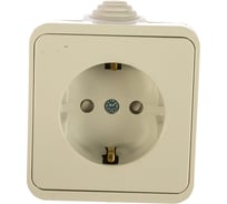 Одинарная розетка IN HOME с заземлением, со шторками AQUA белая полугерметичная 3113 4690612003450