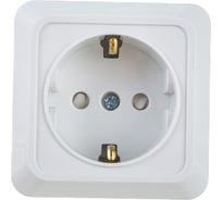 Одинарная розетка IN HOME с заземлением, со шторками BOLLETO белая накладная 7028х 4690612000954
