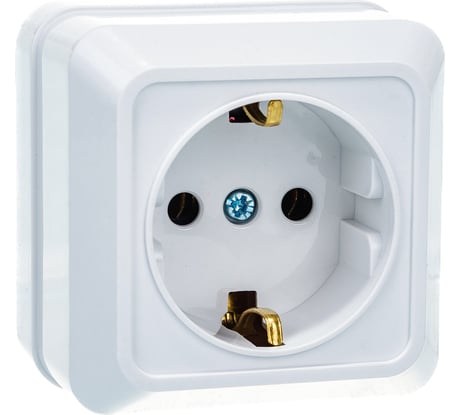 Одинарная розетка IN HOME с заземлением BOLLETO белая накладная 7028 4680005959792
