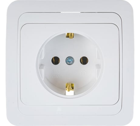 Одинарная розетка IN HOME с заземлением CLASSICO белая 2028 4680005959907