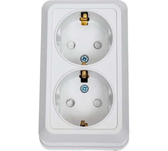 Двойная розетка IN HOME с заземлением, со шторками BOLLETO белая накладная 7128х 4690612000961